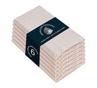 HEIRLOOM COMFORT Beige Honeycomb Weave Cloth Napkins Set of 6, 40x40 cm, Cotton, Durable & Absorbent, Reusable and Washable Napkins for Rustic Dining, Weddings, Holidays, Everyday Use