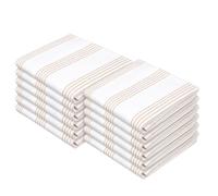 HEIRLOOM COMFORT Beige Stripe Kitchen Towels, 12 Pack, 100% Cotton, Super Absorbent and Quick Dry, Multi Pin Striped Towel Set, Durable Dish Cloths for Kitchen Use, Cleaning & Drying Dishes