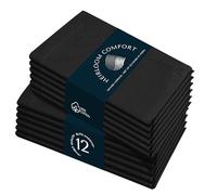 HEIRLOOM COMFORT Black Cloth Napkins 45x45 cm - Set of 12 - Absorbent, Soft, Durable, Washable, Reusable 100% Cotton - Hemstitch Mitered Edges - Ideal for Everyday, Parties, Weddings, Formal Dinner