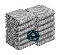 HEIRLOOM COMFORT Black Honeycomb Kitchen Towels 12 Pack, 40x66 cm, 100% Cotton, Super Absorbent & Fast Dry, Reusable Dish Towels for Kitchens Cleaning, Wiping, Home & Everyday Cooking