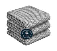 HEIRLOOM COMFORT Black Honeycomb Kitchen Towels 3 Pack, 40x66 cm, 100% Cotton, Super Absorbent & Fast Dry, Reusable Dish Towels for Kitchens Cleaning, Wiping, Home & Everyday Cooking