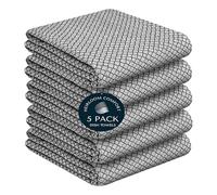 HEIRLOOM COMFORT Black Honeycomb Kitchen Towels 5 Pack, 40x66 cm, 100% Cotton, Super Absorbent & Fast Dry, Reusable Dish Towels for Kitchens Cleaning, Wiping, Home & Everyday Cooking