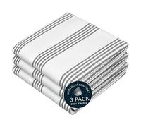HEIRLOOM COMFORT Black Stripe Kitchen Towels (3 Pack), 100% Cotton, Multi Pin Striped Towel Set, Super Absorbent & Durable Dishcloths, Quick Drying Fabric for Drying Dishes, Everyday Kitchen Cleaning