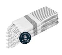 HEIRLOOM COMFORT Black Turkish Kitchen Towels 40x66 cm, 3 Pack, 100% Cotton, Ultra Absorbent, Soft, Fast Dry, Machine Washable, Dish Towel with Tassels for Drying Dishes, Cleaning, Everyday Use