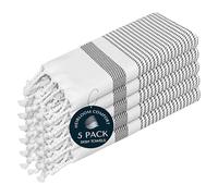 HEIRLOOM COMFORT Black Turkish Kitchen Towels 40x66 cm, 5 Pack, 100% Cotton, Ultra Absorbent, Soft, Fast Dry, Machine Washable, Dish Towel with Tassels for Drying Dishes, Cleaning, Everyday Use