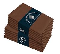 HEIRLOOM COMFORT Brown Cloth Dinner Napkins 45x45 cm - 12 Pack - Soft, Absorbent, Durable, Reusable, Washable - 100% Cotton with Hemstitch Mitered Edges - Ideal for Farmhouse Décor, Fall, Weddings