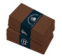 HEIRLOOM COMFORT Brown Cloth Napkins - 100% Cotton, Soft, Durable, Absorbent, Washable - 12 Pack - Ideal for Spring, Summer Gatherings, Farmhouse, Rustic Weddings, Thanksgiving, Fall, 43x43 cm