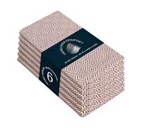 HEIRLOOM COMFORT Brown Cloth Napkins Set of 6, Diamond Pattern Weave, 16x16 Inch, 100% Cotton, Durable & Washable Fabric Table Linen for Dinner, Rustic Dining, Everyday Meals & Festive Occassions