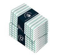 HEIRLOOM COMFORT Fiesta Stripe Cloth Napkins Set of 12, 45x45 cm, 100% Cotton, Super Absorbent & Reusable, Washable Fabric Napkins for Colourful Table Settings, Dinner, Events, Everyday Use, Green