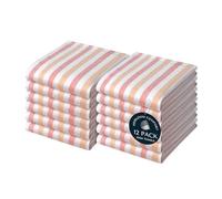 HEIRLOOM COMFORT Fiesta Stripe Kitchen Towels 12 Pack, 45x66 cm, 100% Cotton, Super Absorbent & Quick Dry, Durable Dish Towel for Drying Dishes, Machine Washable, Everyday Use, Orange & Yellow