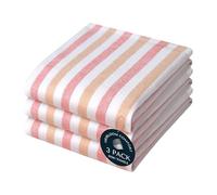 HEIRLOOM COMFORT Fiesta Stripe Kitchen Towels 3 Pack, 45x66 cm, 100% Cotton, Super Absorbent & Quick Dry, Durable Dish Towel for Drying Dishes, Machine Washable, Everyday Use, Orange & Yellow