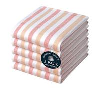 HEIRLOOM COMFORT Fiesta Stripe Kitchen Towels 5 Pack, 45x66 cm, 100% Cotton, Super Absorbent & Quick Dry, Durable Dish Towel for Drying Dishes, Machine Washable, Everyday Use, Orange & Yellow