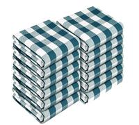 HEIRLOOM COMFORT Gingham Check Kitchen Towels 12 Pack, 45x66 cm, 100% Cotton, Super Absorbent & Quick Dry, Durable Dish Towel for Drying Dishes, Machine Washable, Everyday Use - Teal, White