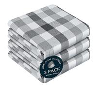 HEIRLOOM COMFORT Gingham Check Kitchen Towels 3 Pack, 45x66 cm, 100% Cotton, Super Absorbent & Quick Dry, Durable Dish Towel for Drying Dishes, Machine Washable, Everyday Use - Dark Grey, Light Gray
