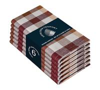 HEIRLOOM COMFORT Gingham Check Reusable Cloth Napkins, 6 Pack, 45x45 cm, Multicolor, Cotton Fabric, Hotel Quality & Soft Table Napkins for Dinner, Holiday Parties, Dining - Burgundy, Brown, Yellow
