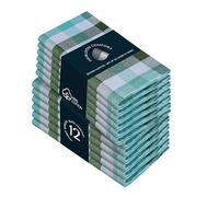 HEIRLOOM COMFORT Gingham Multi Check Cloth Napkins Set of 12, 45x45 cm, 100% Cotton, Super Absorbent & Reusable, Washable Fabric Napkins Dinner, Events, Everyday Use, Mint Green, Aqua Green, White