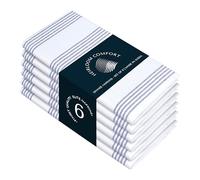 HEIRLOOM COMFORT Indigo Blue Stripe Cloth Napkins Set of 6, 45x45 cm, 100% Cotton, Multi Pin Striped Table Dinner Napkin for Formal Events, Holiday, Reusable and Washable Fabric for Everyday Use