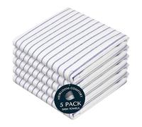 HEIRLOOM COMFORT Indigo Blue Stripe Kitchen Towels, 5 Pack, 100% Cotton, Super Absorbent and Quick Dry, Classic Striped Towel Set, Durable Dish Cloths for Kitchen Use, Cleaning & Drying Dishes
