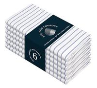 HEIRLOOM COMFORT Indigo Blue Stripe Napkins Set of 6, 45x45 cm, 100% Cotton, Classic Striped Cloth Napkin for Formal Events, Holiday Dinners, Reusable and Washable Fabric for Everyday Dining