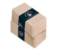 HEIRLOOM COMFORT Khaki Cloth Napkins (Set of 12), 40x40 cm, Diamond Weave, 100% Cotton, Durable, Soft, Reusable Table Dinner Napkin for Rustic Decor, Lunch Tables, Formal Gatherings & Everyday Use