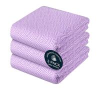 HEIRLOOM COMFORT Lavender Kitchen Towels Set of 3, 100% Cotton, Diamond Design Weave Towel, Durable & Super Absorbent Dishcloths Pack, Quick Dry Towels for Daily Kitchen Use, Wiping & Drying Dishes