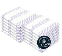 HEIRLOOM COMFORT Lavender Stripe Kitchen Towels, 12 Pack, 100% Cotton, Super Absorbent and Quick Dry, Multi Pin Striped Towel Set, Durable Dish Cloths for Kitchen Use, Cleaning & Drying Dishes