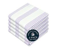 HEIRLOOM COMFORT Lavender Stripe Kitchen Towels, 5 Pack, 100% Cotton, Super Absorbent and Quick Dry, Multi Pin Striped Towel Set, Durable Dish Cloths for Kitchen Use, Cleaning & Drying Dishes