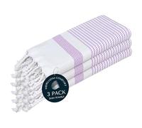 HEIRLOOM COMFORT Lavender Turkish Kitchen Towels 40x66 cm, 3 Pack, 100% Cotton, Ultra Absorbent, Soft, Fast Dry, Machine Washable, Dish Towel with Tassels for Drying Dishes, Cleaning, Everyday Use