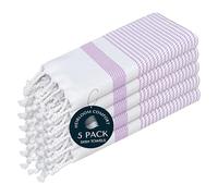 HEIRLOOM COMFORT Lavender Turkish Kitchen Towels 40x66 cm, 5 Pack, 100% Cotton, Ultra Absorbent, Soft, Fast Dry, Machine Washable, Dish Towel with Tassels for Drying Dishes, Cleaning, Everyday Use