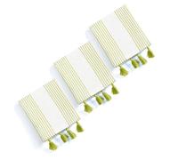 HEIRLOOM COMFORT Lemon Green Decorative Dotted Kitchen Towels 40x66 cm, 3 Pack, Ultra Absorbent, Quick-Dry, 100% Cotton Towels with Tassels for Drying Dishes, Cleaning, and Everyday Use