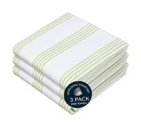 HEIRLOOM COMFORT Lemon Green Stripe Kitchen Towels (3 Pack), 100% Cotton, Multi Pin Striped, Super Absorbent & Durable Dish Cloths, Quick Dry Towel Set for Drying Dishes, Everyday Kitchen Cleaning