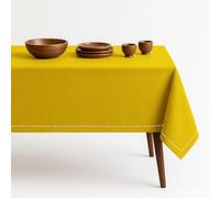 HEIRLOOM COMFORT Lemon Yellow Rectangle Table Cloth, 60x102 Inch, 100% Cotton, Fits 8-10 Seats, Washable, Wrinkle Resistant, Durable, Dining Table Cover for Dinner, Birthdays, Baby Showers, Spring
