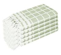 HEIRLOOM COMFORT Mint Green and White Dotted Matrix Kitchen Towels 5 Pack, 100% Cotton, 40x66 cm, Decorative Tassels, Quick Dry Dish Towels for Cleaning, Cooking & Drying
