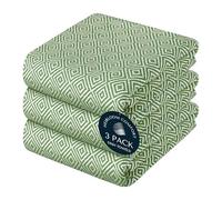 HEIRLOOM COMFORT Mint Green Dish Towels, 3 Pack, 100% Cotton, Reusable, Super Absorbent and Quick Dry, Diamond Weave Kitchen Towel Set, Durable Wash Cloths for Kitchen Use, Cleaning & Drying Dishes