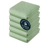 HEIRLOOM COMFORT Mint Green Dish Towels, 5 Pack, 100% Cotton, Reusable, Super Absorbent and Quick Dry, Diamond Weave Kitchen Towel Set, Durable Wash Cloths for Kitchen Use, Cleaning & Drying Dishes