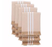 HEIRLOOM COMFORT Monochrome Stripe Kitchen Towels 12 Pack, 40x66 cm, 100% Cotton, Super Absorbent & Quick Dry, Durable, Fringed Dish Towel for Drying Dishes, Machine Washable, Everyday Use, Beige