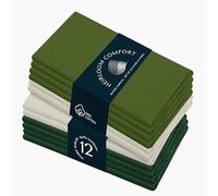 HEIRLOOM COMFORT Multi Color Cloth Napkins 43x43 cm - Set of 12-100% Cotton, Washable - Perfect Hotel Quality Napkin for Table, Dinner, Weddings, Everyday Dining - Ivory, Mint Green, Forest Green