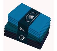 HEIRLOOM COMFORT Multi Color Cloth Napkins 45x45 cm - Set of 12-100% Cotton, Soft - Perfect Hotel Quality Napkin for Table, Dinner, Weddings, Everyday Dining - Turquiose Blue, Teal Green, Navy