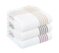 HEIRLOOM COMFORT Multi Color Kitchen Towels 3 Pack, 40x66 cm, 100% Cotton Waffle Weave, Super Absorbent, Quick Dry, Reusable Dish Towels for Cleaning, Drying, Cooking, Beige, Black, Burgundy Wine