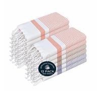 HEIRLOOM COMFORT Multi Color Kitchen Towels 40x66 cm, 12 Pack, 100% Cotton, Ultra Absorbent, Fast Dry, Machine Washable, Drying Dishes, Cleaning, Everyday Use - Orange, Brown, Indigo Blue