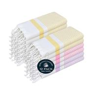 HEIRLOOM COMFORT Multi Color Kitchen Towels 40x66 cm, 12 Pack, 100% Cotton, Ultra Absorbent, Fast Dry, Machine Washable, Drying Dishes, Cleaning, Everyday Use - Lemon Yellow, Pink, Lavender
