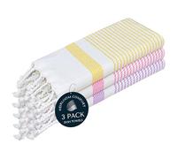 HEIRLOOM COMFORT Multi Color Kitchen Towels 40x66 cm, 3 Pack, 100% Cotton, Ultra Absorbent, Fast Dry, Machine Washable, Drying Dishes, Cleaning, Everyday Use - Lemon Yellow, Pink, Lavender