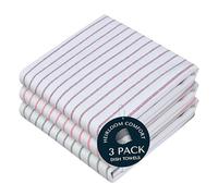 HEIRLOOM COMFORT Multi Colors Kitchen Towels 3 Pack, 100% Cotton, Classic Striped Towel Set, Super Absorbent & Durable Dishcloths, Quick Drying for Drying Dishes - Burgundy, Orange, Green
