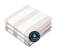 HEIRLOOM COMFORT Multi Colors Kitchen Towels 3 Pack, 100% Cotton, Pin Striped Towel Set, Super Absorbent & Durable Dish Cloths, Quick Drying Fabric for Drying Dishes - Beige, Rust, Black