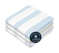 HEIRLOOM COMFORT Multi Colors Kitchen Towels 3 Pack, 45x66 cm,100% Cotton, Pin Striped Towel Set, Super Absorbent & Durable Dishcloths, Quick Drying for Drying Dishes - Turquiose Blue, Green, Lavender