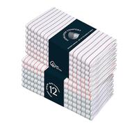 HEIRLOOM COMFORT Multi Pack Stripe Napkins Set of 12, 45x45 cm, 100% Cotton, Classic Striped Durable Napkin for Dinner, Wedding, Reusable and Washable for Everyday Dining - Burgundy, Orange, Green