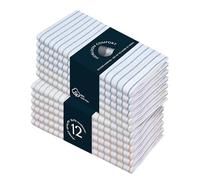 HEIRLOOM COMFORT Multi Pack Stripe Napkins Set of 12, 45x45 cm, 100% Cotton, Classic Striped Napkin for Dinner, Wedding, Reusable and Washable for Everyday Dining - Turquiose Blue, Green, Lavender