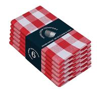 HEIRLOOM COMFORT Multicolor Gingham Checked Napkins Set of 6, 45x45 cm, 100% Cotton, Soft, Absorbent & Durable, Reusable Table Dinner Napkins for Wedding, Picnic, Everyday Dining - Red and White