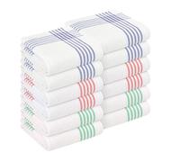 HEIRLOOM COMFORT Multicolor Kitchen Towels 12 Pack, 40x66 cm, Waffle Weave, Quick Dry, Absorbent, Durable Dish Towels for Drying, Cleaning, Cooking, Daily Kitchen Use, Indigo Blue, Red, Dark Green