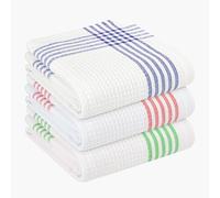 HEIRLOOM COMFORT Multicolor Kitchen Towels 3 Pack, 40x66 cm, Waffle Weave, Quick Dry, Absorbent, Durable Dish Towels for Drying, Cleaning, Cooking, Daily Kitchen Use, Indigo Blue, Red, Dark Green